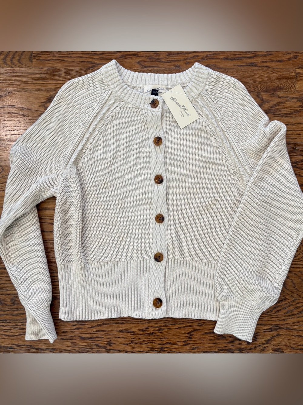 NWT Iconic Cotton Button Up Cardigan Universal Thread Long Sleeve Oatmeal Med